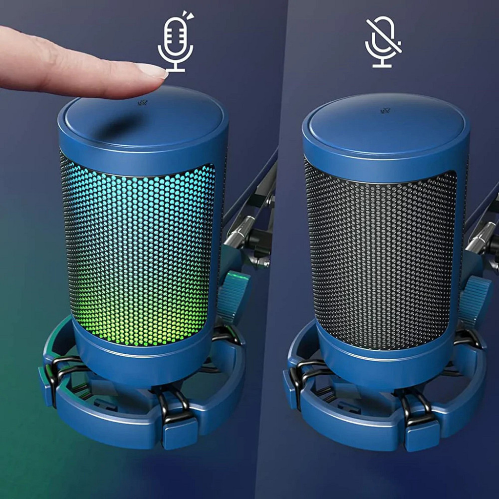 Микрофон конденсаторный игровой поп-фильтром голубой Fifine A6B RGB Ampligame Киев - изображение 2