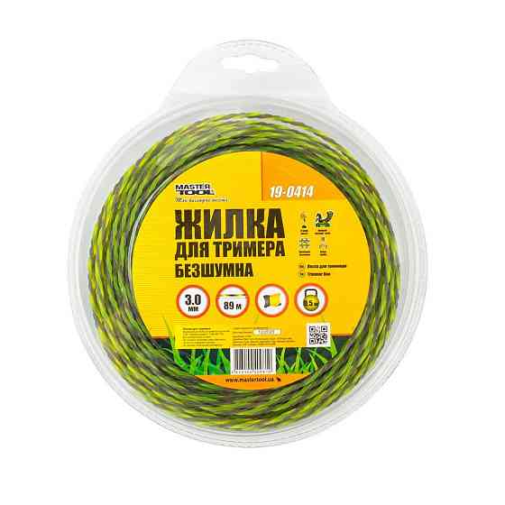 Волосінь для тримера безшумна MASTERTOOL SPIRAL SQUARE 3.00 мм 89 м (блістер) двоколірна 19-0414 Рівне