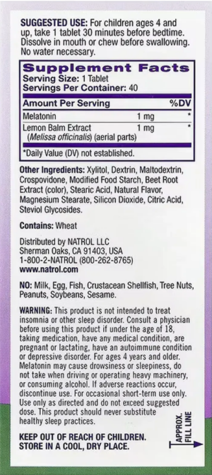 Мелатонін дитячий жувальний 1 мг Natrol Melatonin Kids 40 таб зі смаком полуниці Київ - фото 3