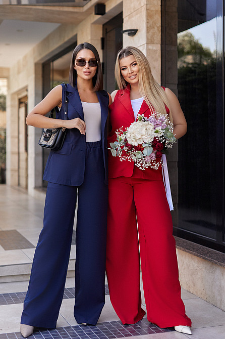 Женский брючный костюм с жилетом Rakel батал 50-52, Красный Киев - изображение 5