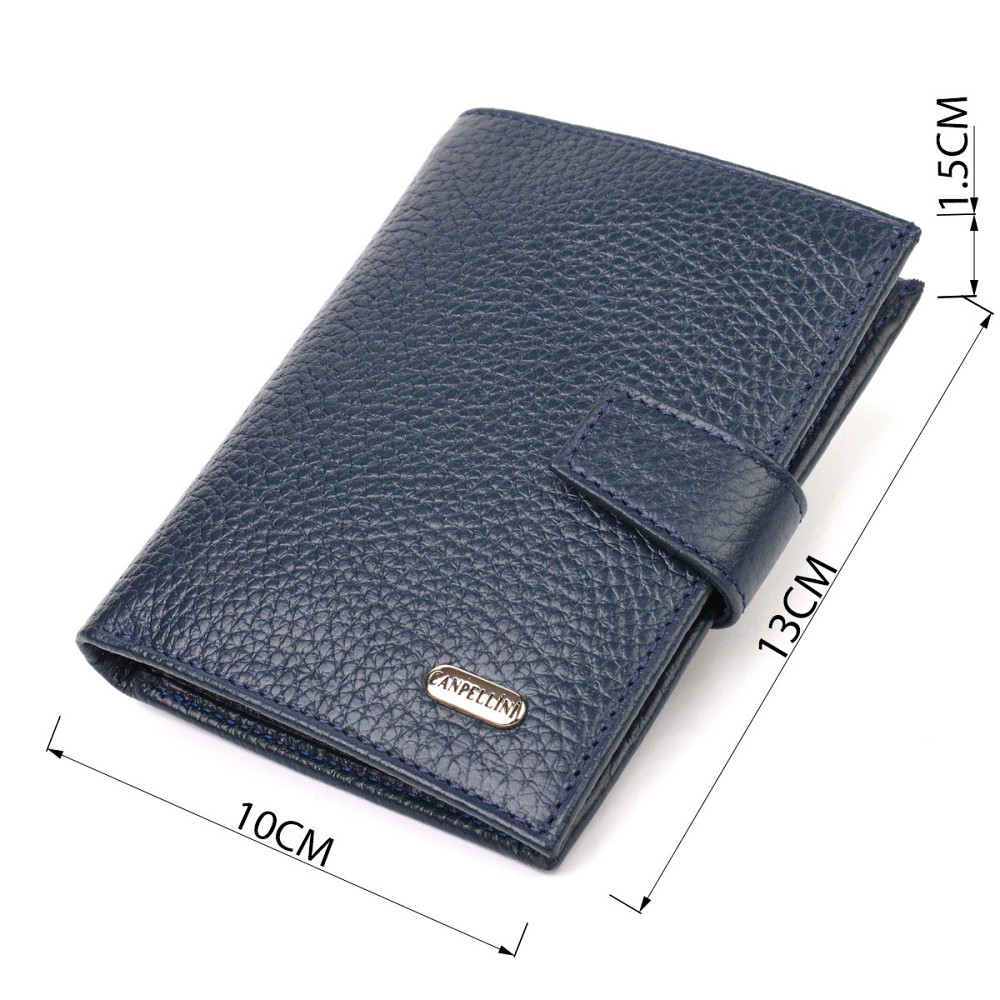 Практичний вертикальний чоловічий гаманець середнього розміру з натуральної шкіри флотар CANPELLINI 21735 Синій Київ - фото 8