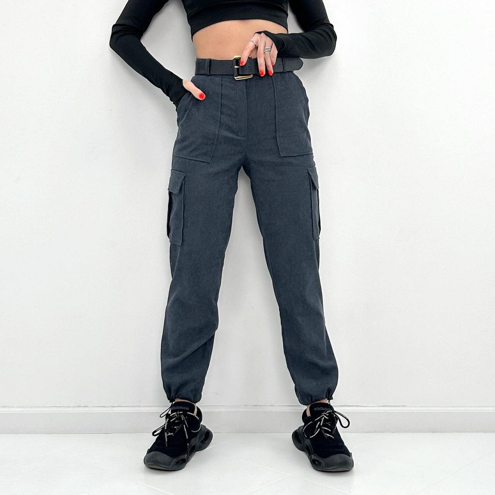 Женские вельветовые брюки карго Urban батал 50, Графит Киев - изображение 6