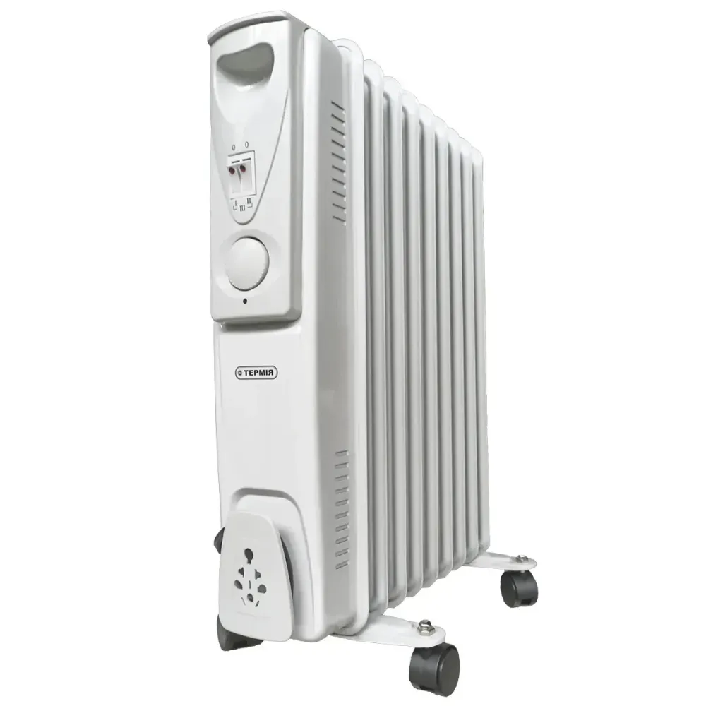 Масляний обігрівач Термія YL-A07S 9 секцій 2 кВт електрорадіатор з термостатом з захистом від перекидання підлоговий на колесах Тернопіль - фото 3