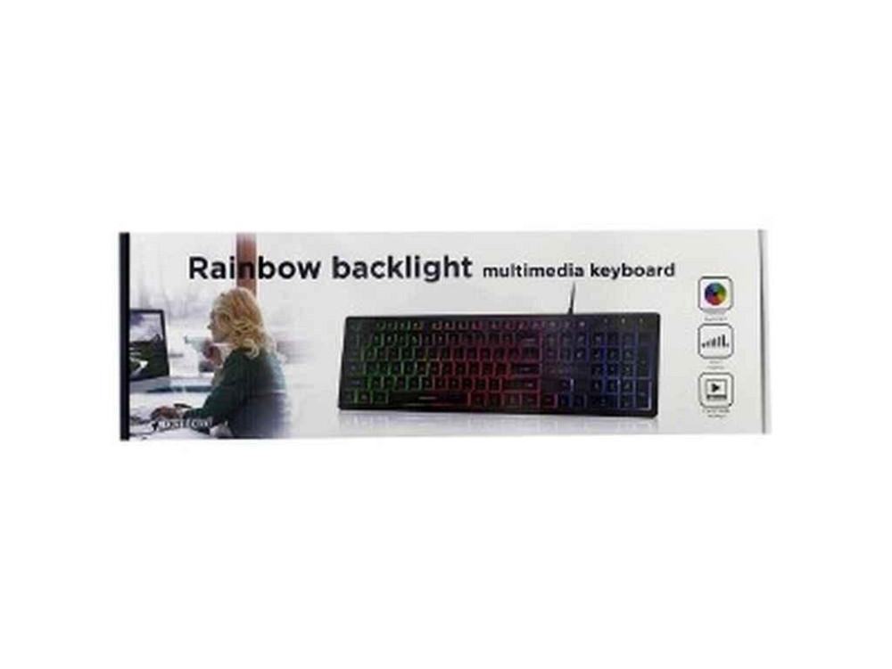 Клавіатура дротова KB-UML-01-UA Rainbow USB чорний ТМ GEMBIRD Київ - фото 1
