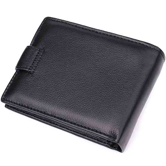 Вместительный мужской бумажник горизонтального формата из натуральной кожи ST Leather 23090 Черный Киев