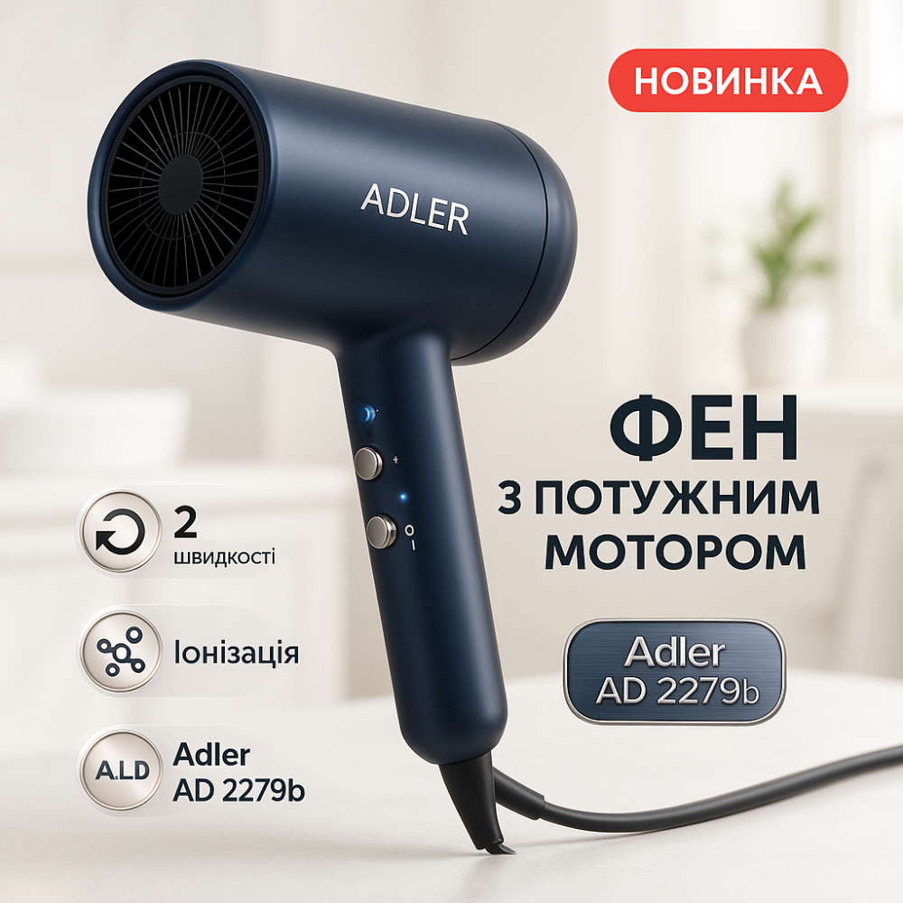 Портативный фен для сушки Adler, Хороший фен для дома, практичный Функциональная щетка сушки OS-37 Львов - изображение 10