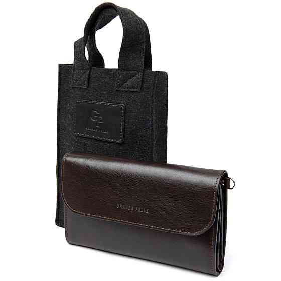 Чоловічий клатч з натуральної шкіри GRANDE PELLE 11426 Коричневий Київ