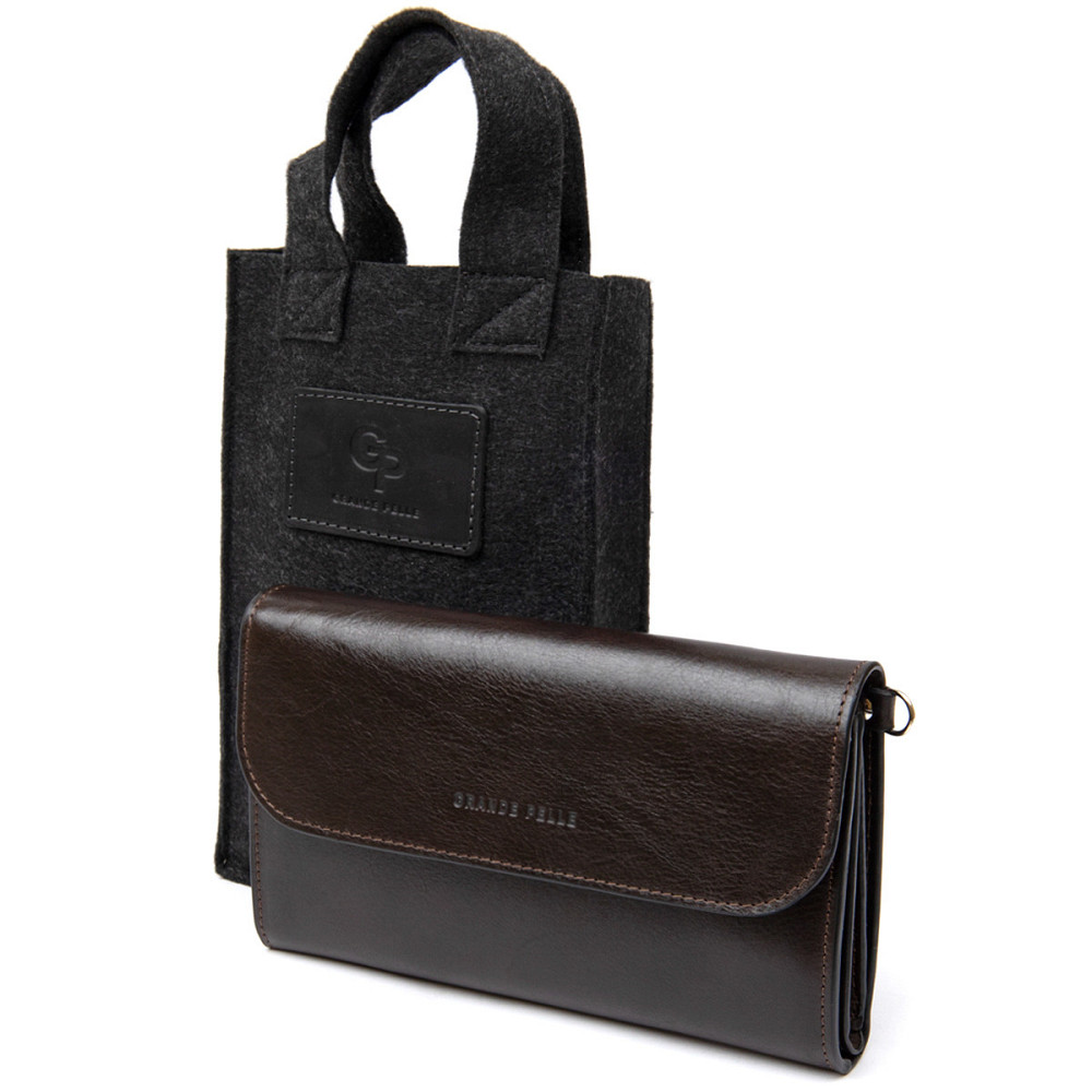 Чоловічий клатч з натуральної шкіри GRANDE PELLE 11426 Коричневий Київ - фото 5