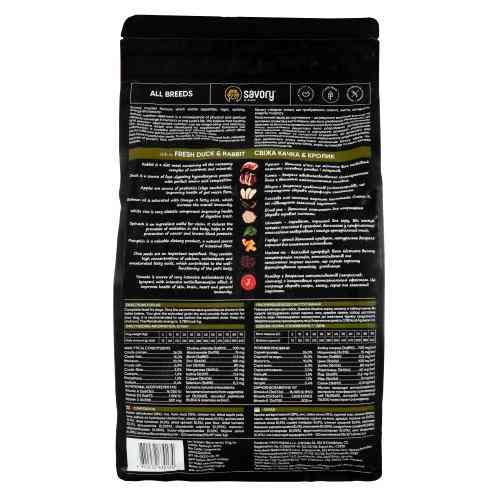 Корм сухой Savory Adult All Breeds rich in Fresh Duck and Rabbit для собак всех пород со свежей уткой и кроликом 3 кг Киев