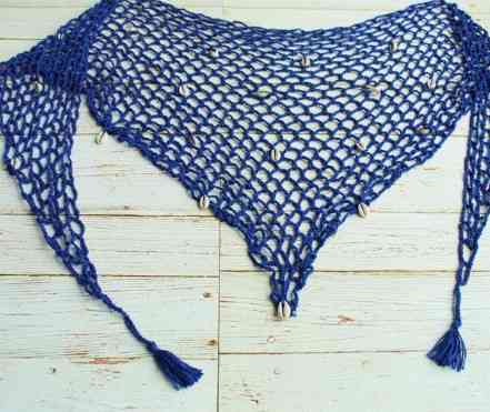 Пляжна спідниця з мушлями універсальний синій Київ