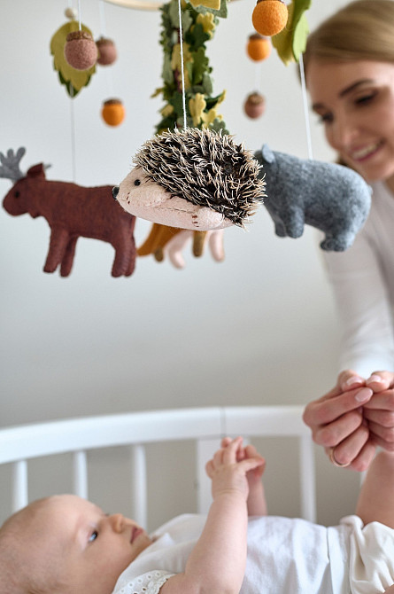 Дитячий музичний мобіль на ліжечко для немовлят WooolyWool «Forest» з 35 мелодіями Київ - фото 3