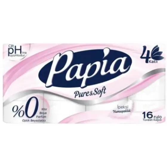 Туалетний папір Papia білий, 4-шаровий, 140 відривів, 16 шт. Львів