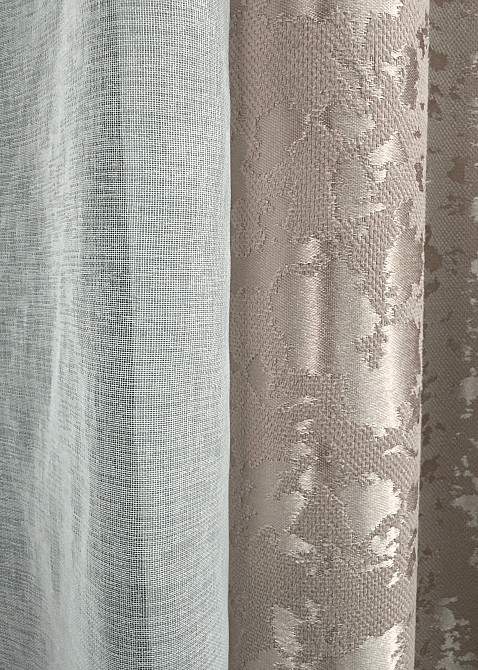 Комплект штор VR-Textil Лен Мрамор 200х270 2шт и Тюль 600х270 1717ш-1276т Серо-бежевый с белым 71-013/7 Киев - изображение 7