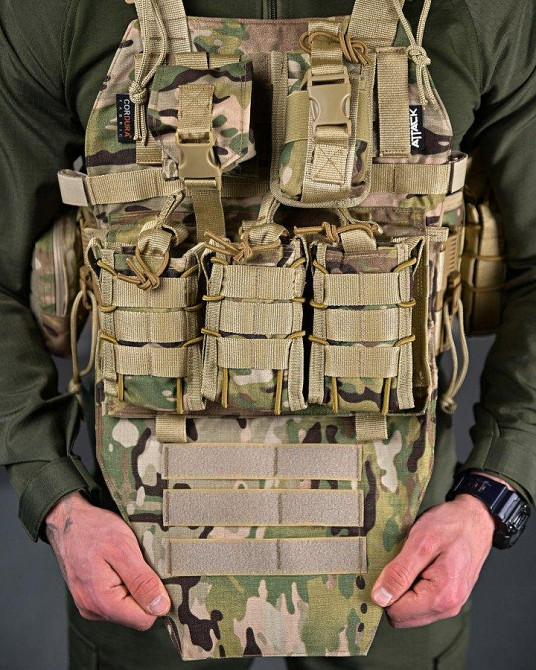 Якісна плитоноска 4 скидання з напашником Attack мультикам ПП7563 Одеса - фото 4