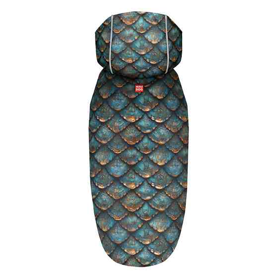 Дощовик-накидка з капюшоном для собак WAUDOG Clothes, малюнок "Луска", L, А 48-52 см, B 60-70 см, С 42-52 см Київ