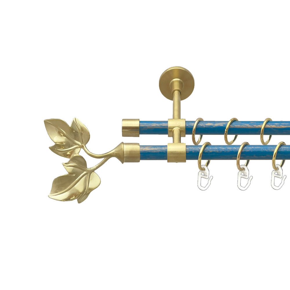 Карниз Orvit Листок металевий дворядний закритий гладка труба кільце металеве Золото Матове - Блакить 16\16 мм Львов - изображение 1