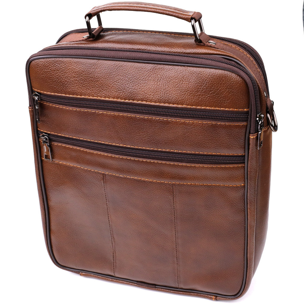 Сумка для чоловіків з ручкою для перенесення в руці з натуральної шкіри Vintage 23028 Коричневий Київ - фото 10