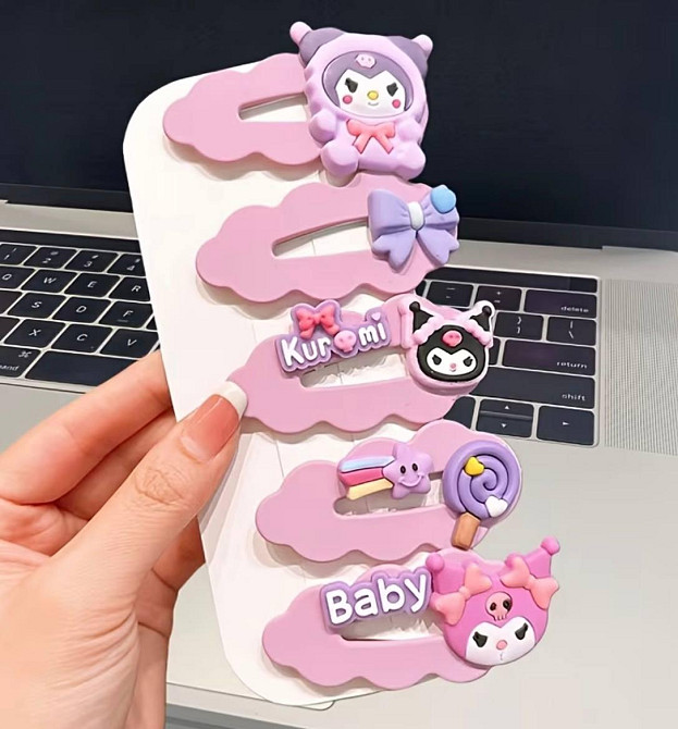 Заколки для волос Kuromi 5 шт фиолетовые детские зажимы ассорти случайного дизайна Киев - изображение 3