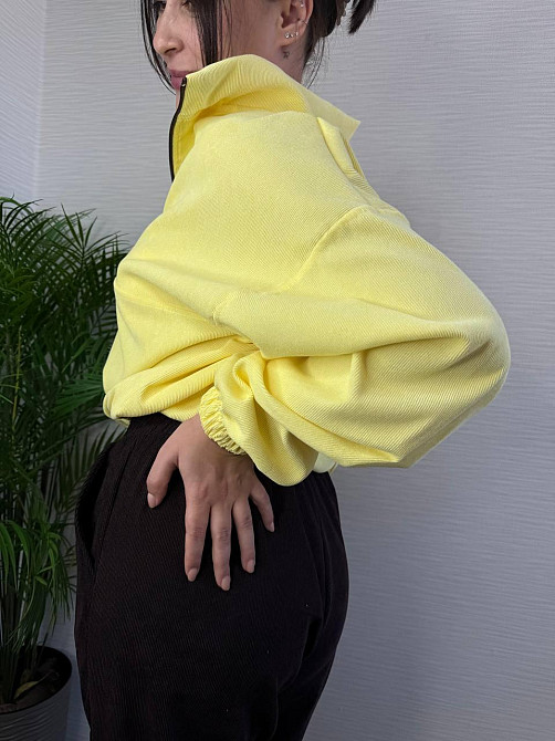 Женский стильный повседневный костюм двойка из микровельвета Желтый, 46/48 Одесса - изображение 7