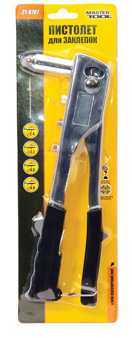 MASTERTOOL Пістолет для заклепок MASTERTOOL 250 мм Ø 2.4/3.2/4.0/4.8 мм хромований корпус 21-07 Коломия - фото 2