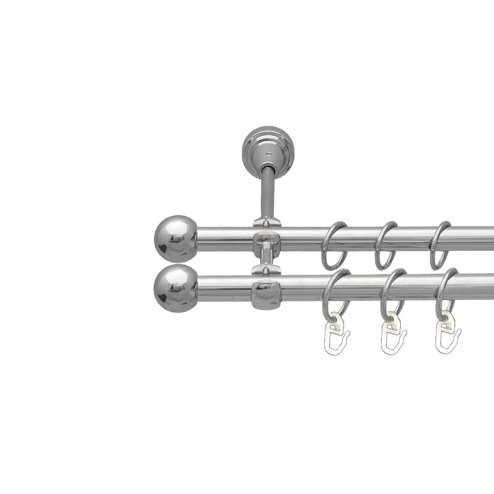 Карниз Orvit Куля Болонь металевий дворядний відкритий Хром 16\16 мм 240 см (7387751) Львов - изображение 1