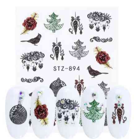 Наклейки для нігтів новорічні - розмір наклейки 6*5см, інструкція в описі товару Київ