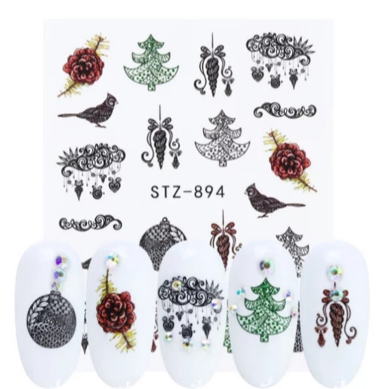 Наклейки для ногтей новогодние - размер наклейки 6*5см, инструкция в описании товара Киев - изображение 1