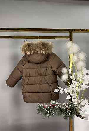 Детская зимняя куртка для девочки с сумкой 4,5,6,7 лет шоколад Николаев
