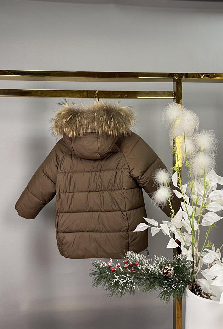 Детская зимняя куртка для девочки с сумкой 4,5,6,7 лет шоколад Николаев - изображение 3