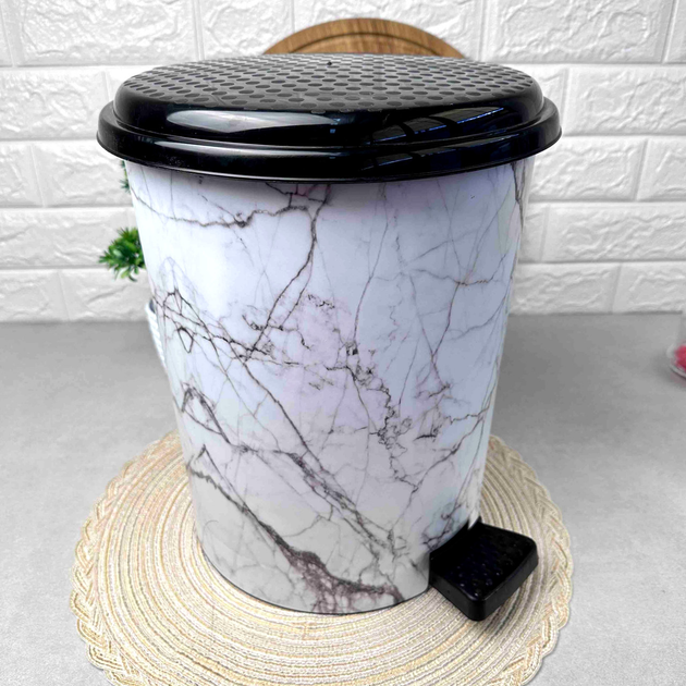 Відро з педаллю 10л  Білий мармур "ELIF" Харків - фото 2