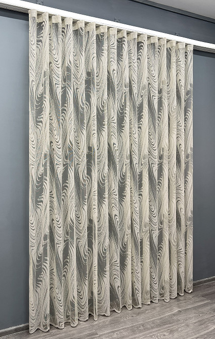 Тюль VR-Textil 1997т Жаккард Бежевый 400х270 см (42-1046) Киев - изображение 4