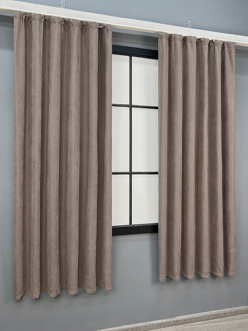 Комплект коротких штор VR-Textil Микровелюр Petek № 1825ш Какао 140х170 см 2 шт (35-0449) Киев - изображение 3