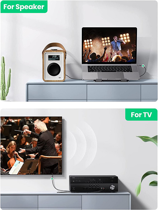 Аудіокабель 3.5 mm to 2RCA стерео розгалужувач Ugreen AV116 10590 (Чорний, 3м) Николаев - изображение 8