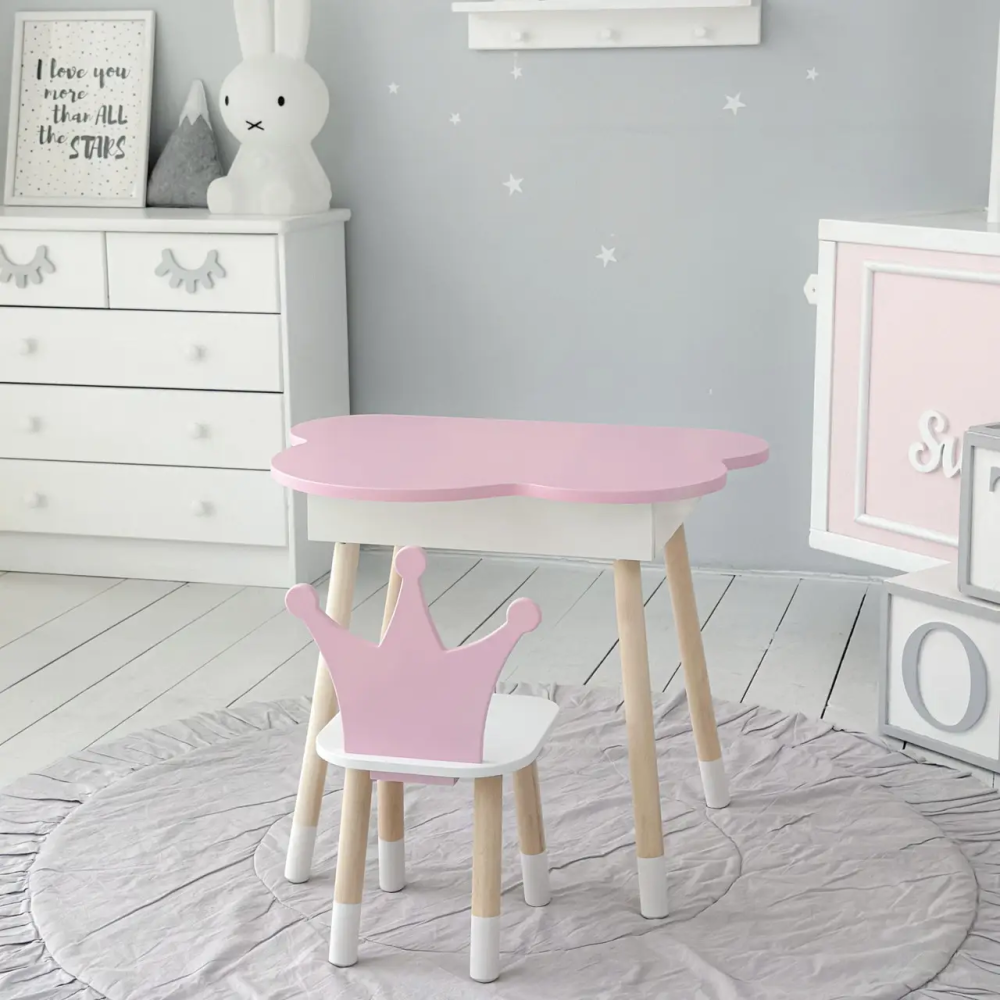 Дитячий стіл Хмара з нішою та стільцем Корона (Рожевий) Київ - фото 7