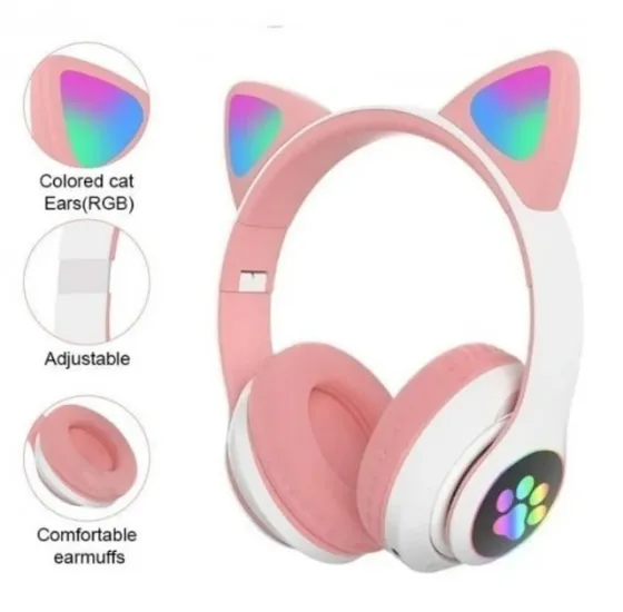 Беспроводные наушники Cat STN-28 с кошачьими ушками, Bluetooth 5.0, LED, микрофон, FM-радио, microSD, AUX, Hi-Fi Киев