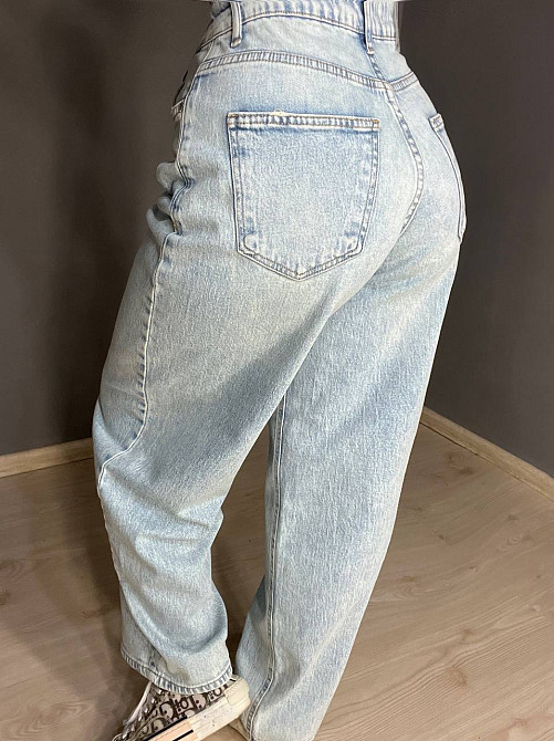 Джинсы женские I8 52452 SKATER jeans широкие бананы с высокой посадкой светло-голубые, светло-голубо Одесса - изображение 5