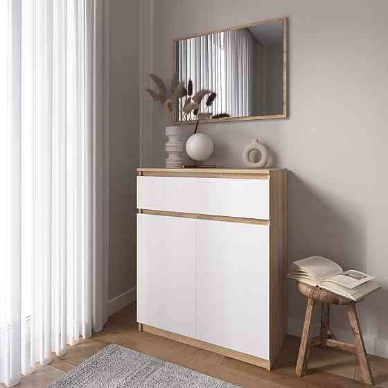 Комод тумба VAYS R-23, з шухлядою та відділенням з полицями, без ручок, ЛДСП, 80×40×98 см - для дому, спальні, передпокою Львів