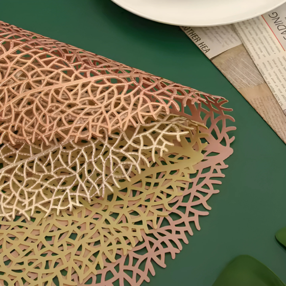 Сервірувальна серветка під гаряче кругла, килимок сервірувальний золотистий набір 2 шт Кам'янець-Подільський