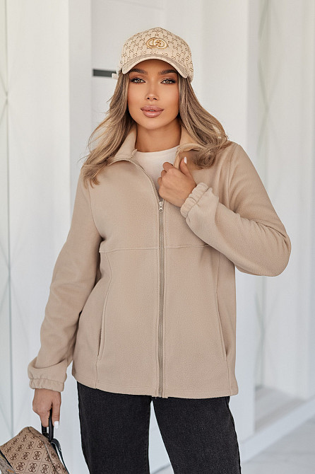 Флісова жіноча кофта на блискавці "Jacket" | Батал Бежевий, 54-56 Київ - фото 1