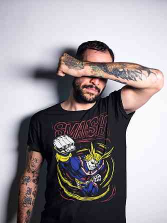 Футболка з аніме принтом Моя геройська академія оверсайз (S/M/L) Чорний AnimeJ0348 Дніпро