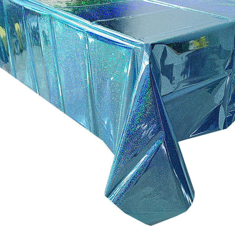 Скатерть клеенка из фольги с голограммой 270 на 100 см голубой Киев - изображение 1