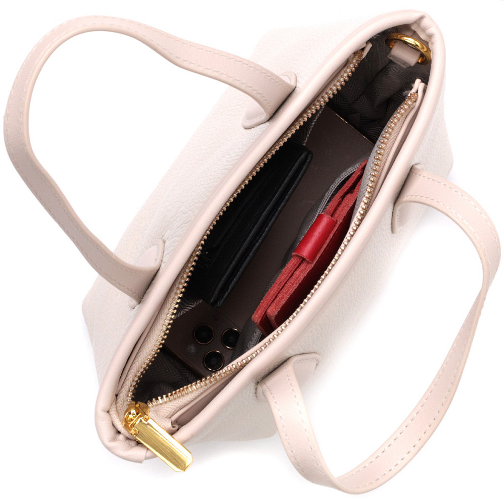 Компактна жіноча сумка з натуральної шкіри Vintage 22284 Білий Київ - фото 7