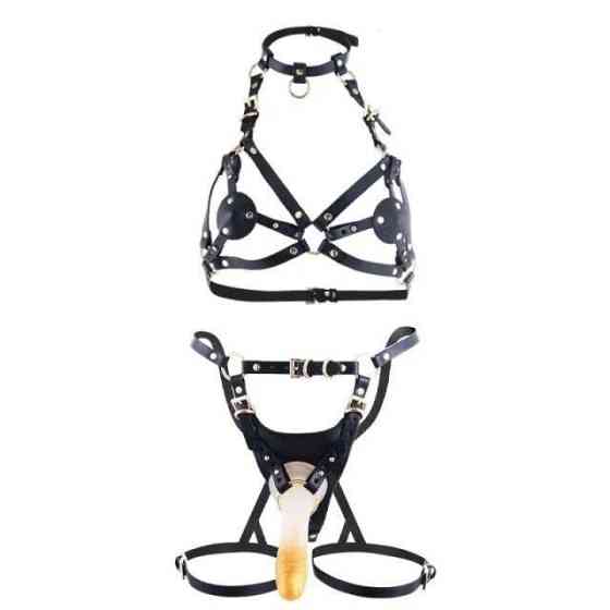 Сбруя зі страпоном LOCKINK SEVANDA Queen Sheba Set with Golden Dildo Sex Aura Київ