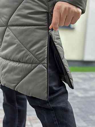 Чоловіча зимова куртка подовжена з капюшоном хакі Pobedov Zmist Київ