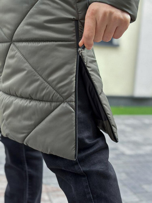 Чоловіча зимова куртка подовжена з капюшоном хакі Pobedov Zmist Київ - фото 6