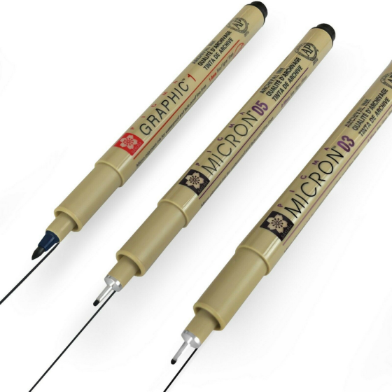 Набор лайнеров PIGMA MICRON 2шт (0.3/0.5) +1 линер-маркер Pigma Graphic В ПОДАРОК Черный Sakura Киев