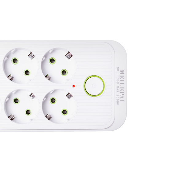 Мережевий фільтрподовжувач F06U на 6 розеток 4 USB 1 Type-C та кнопкою відключення 5 м Білий HP-5-25 Коломия