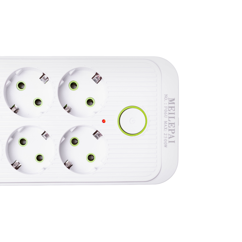 Мережевий фільтрподовжувач F06U на 6 розеток 4 USB 1 Type-C та кнопкою відключення 5 м Білий HP-5-25 Коломия - фото 4