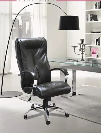 Офісне Крісло Керівника Richman Boston Шкіра Lux Хром М3 MultiBlock Чорний Дніпро