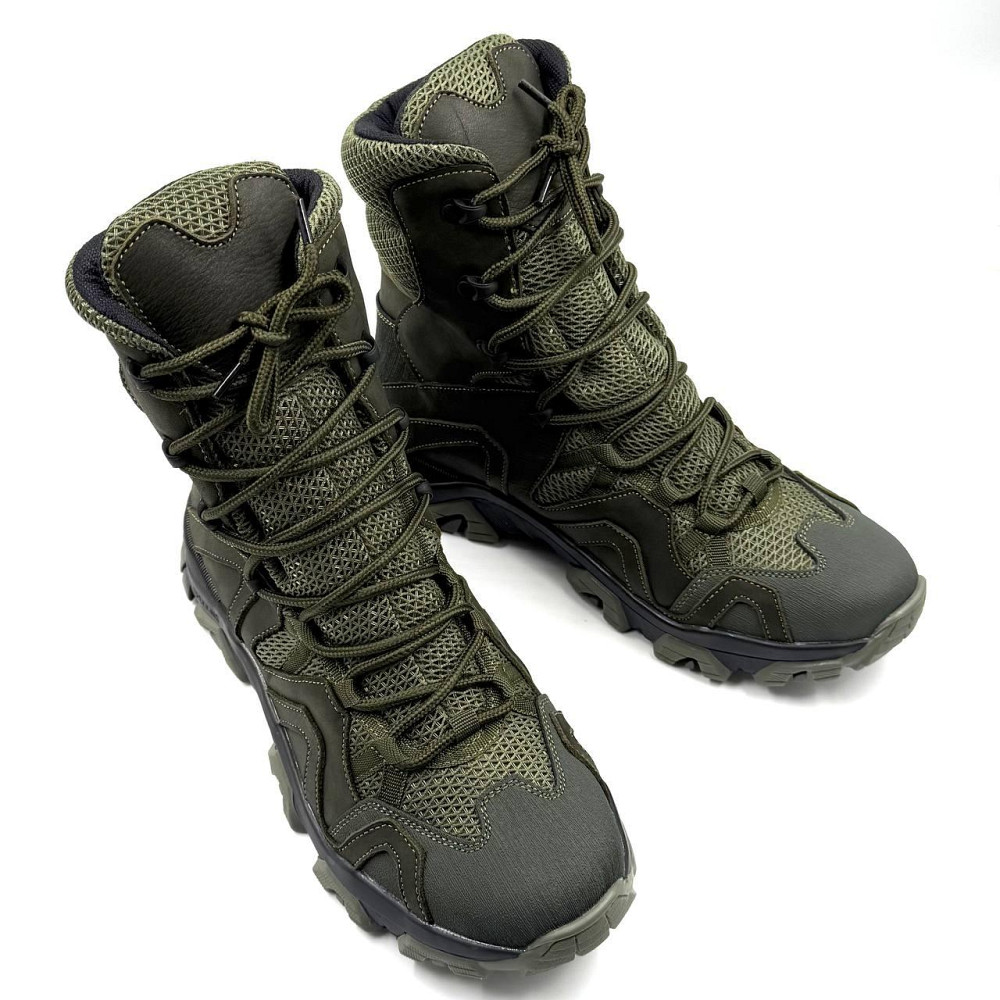 Тактичні берці чоловічі олива CRAZY HORSE літні з сіткою, замшем і підошвою TR Львів - фото 8